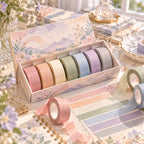 AVORELIC™ Quiet Rainbow Morandi Washi Tape Set – 7 Solid Color Decorative Paper Tapes for Journaling