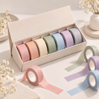 AVORELIC™ Quiet Rainbow Morandi Washi Tape Set – 7 Solid Color Decorative Paper Tapes for Journaling