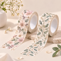 AVORELIC™ Still Garden Botanical Washi Tape Duo – Minimal Floral & Leaf Journaling Decorative Tape