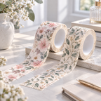 AVORELIC™ Still Garden Botanical Washi Tape Duo – Minimal Floral & Leaf Journaling Decorative Tape
