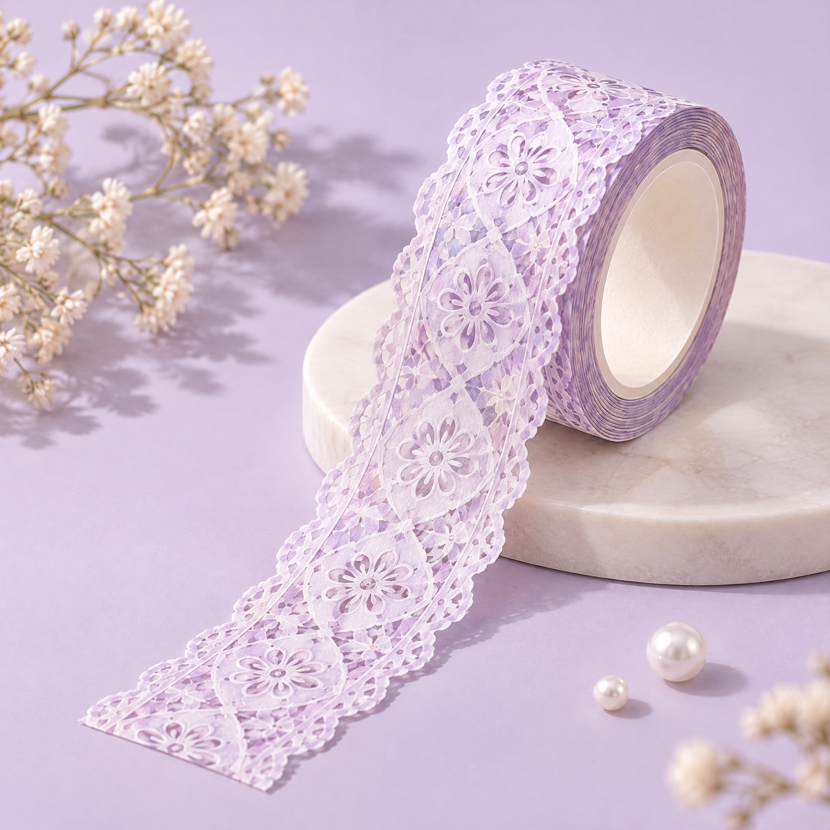 AVORELIC™ Lace Prism Dream Washi Tape – Diamond-Pattern Lace Texture Decorative Paper Tape, 26.2 ft Roll